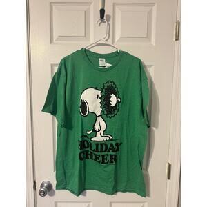 NWT Peanuts Snoopy Christmas Holiday Cheer Green T-Shirt Sz: XL